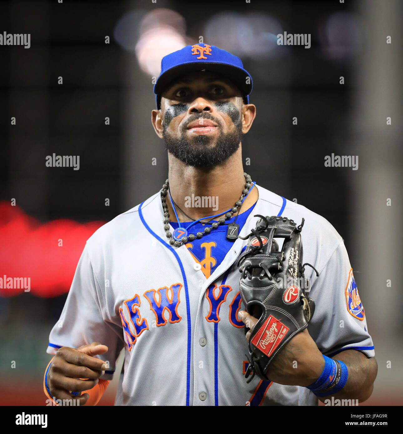 June 29, 2017: New York Mets shortstop Jose Reyes (7) returns to the dugout in the seventh inning during a MLB game between the New York Mets and the Miami Marlins at the Marlins Park, in Miami, Florida. The Mets won 6-3. Mario Houben/CSM Stock Photo