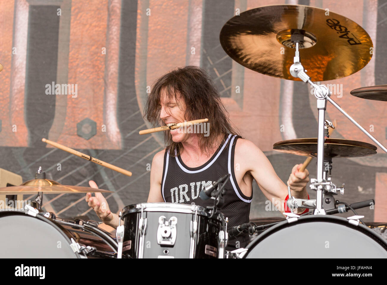 Milwaukee, Wisconsin, USA. 29th June, 2017. ZOLTAN CHANEY of Slaughter performs live at Henry Maier Festival Park during Summerfest in Milwaukee, Wisconsin Credit: Daniel DeSlover/ZUMA Wire/Alamy Live News Stock Photo