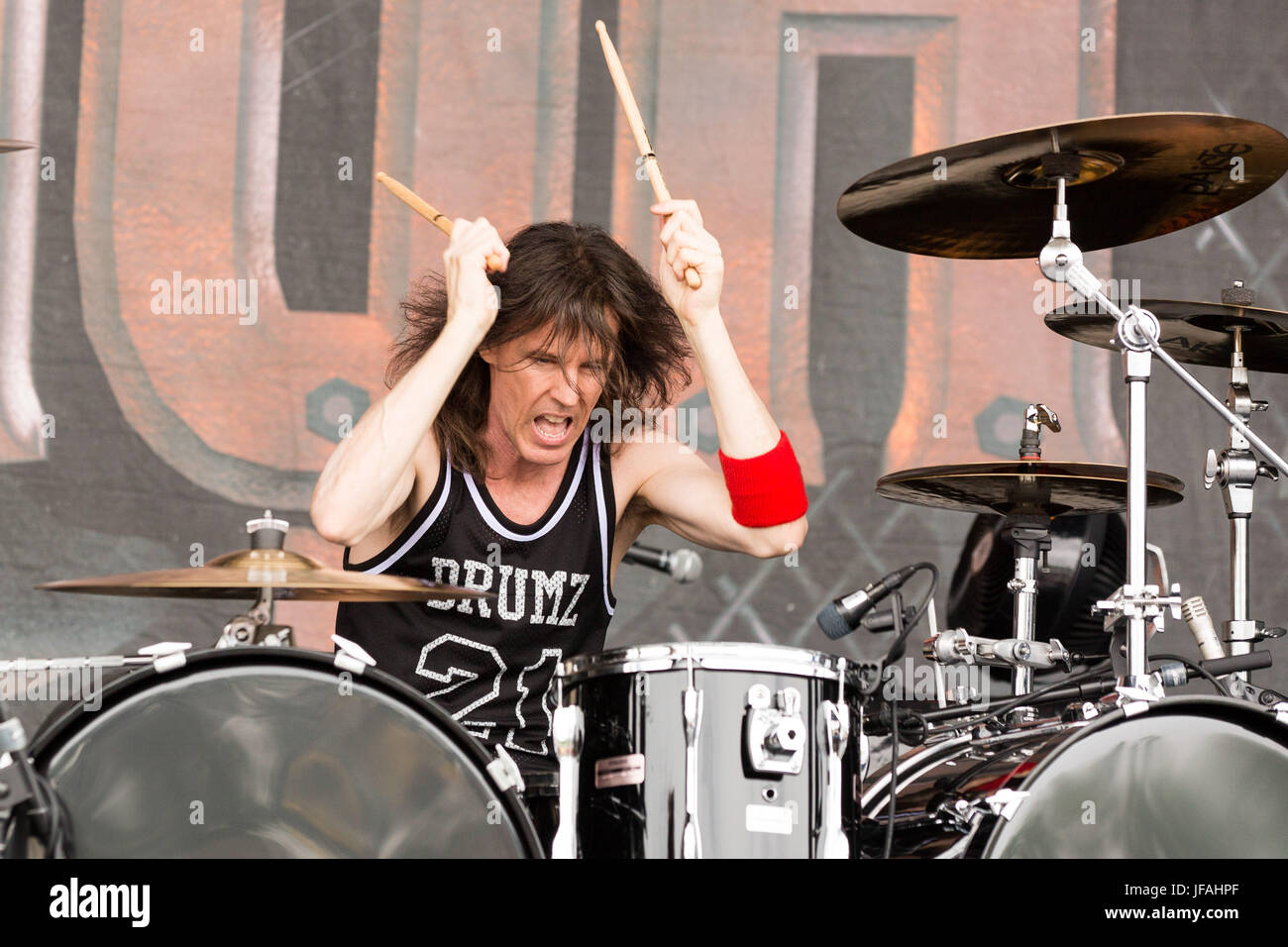 Milwaukee, Wisconsin, USA. 29th June, 2017. ZOLTAN CHANEY of Slaughter performs live at Henry Maier Festival Park during Summerfest in Milwaukee, Wisconsin Credit: Daniel DeSlover/ZUMA Wire/Alamy Live News Stock Photo