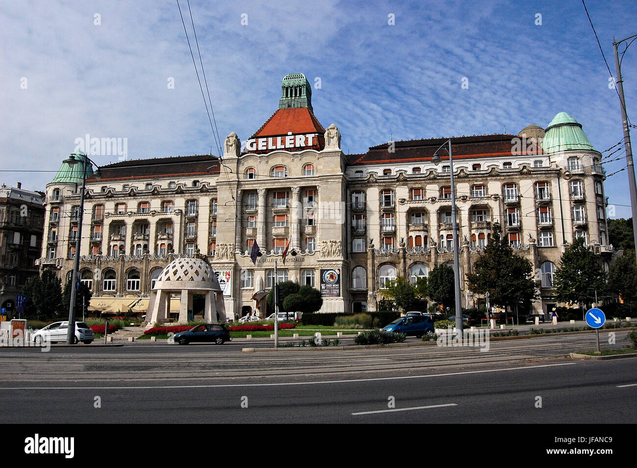 Front facade of the Gellert Hotel & Spa in Budapest. Image taken in Budapest, Hungary, 2015. Stock Photo