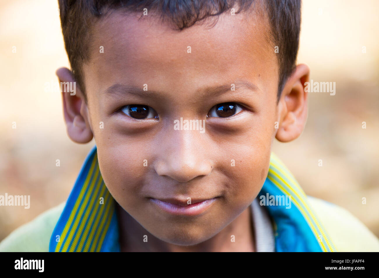 Boy in the Nuwakot district of Nepal Stock Photo