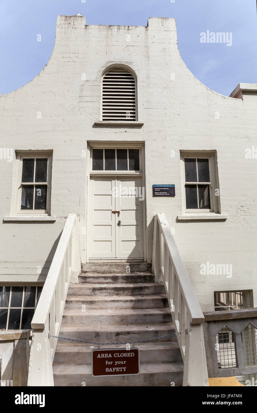 Alcatraz penitentiary residence and military workshops, San Francisco, California, USA Stock Photo
