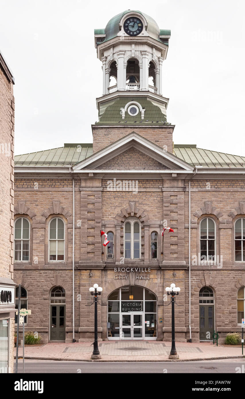 Brockville City Hall or the Victoria Building a historical building in downtown Brockville, Ontario, Canada. Stock Photo