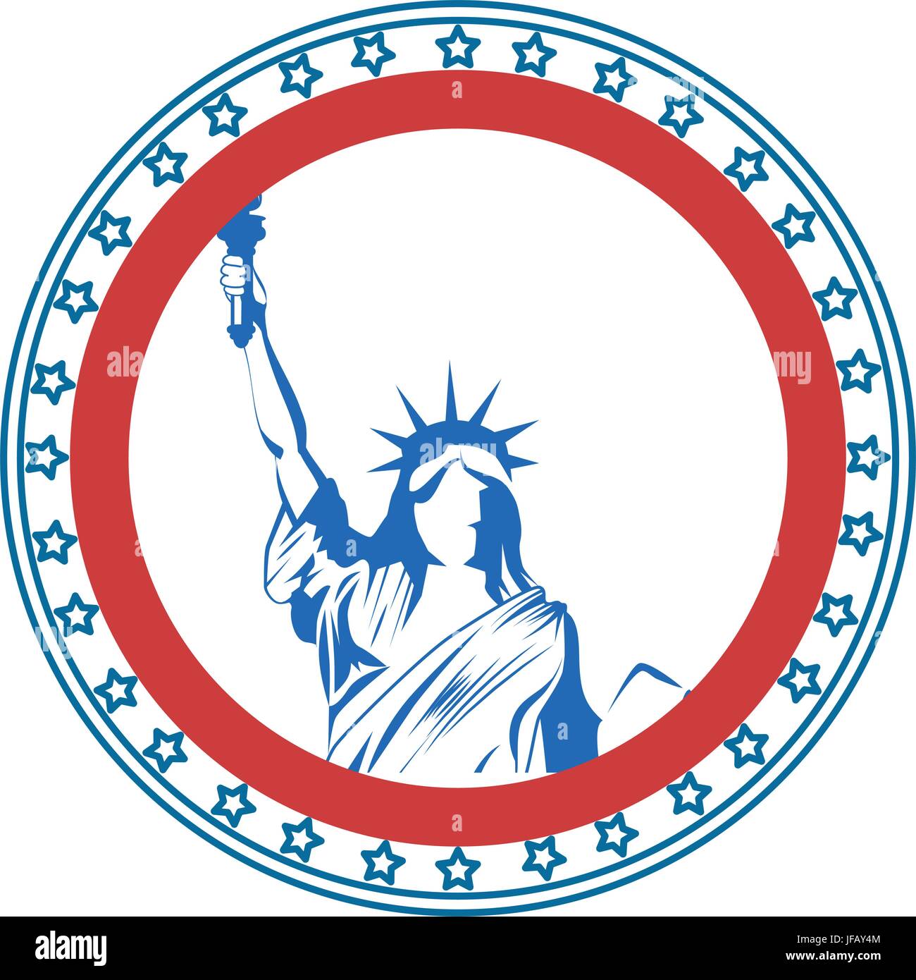 button with statue of liberty icon over white background vector ...