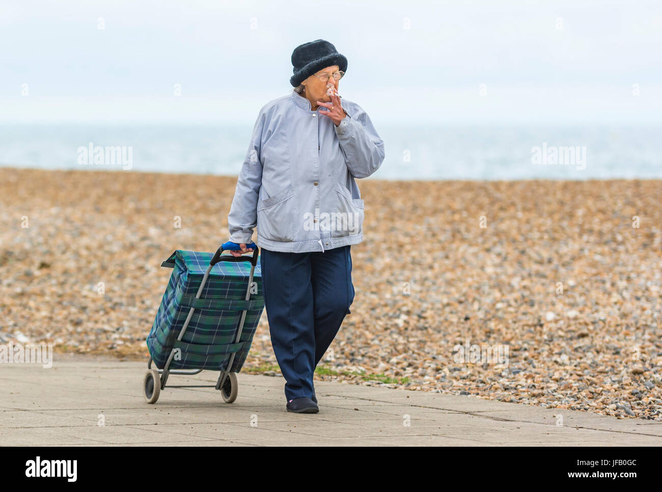 Elderly old woman shopping trolley hires stock photography and images