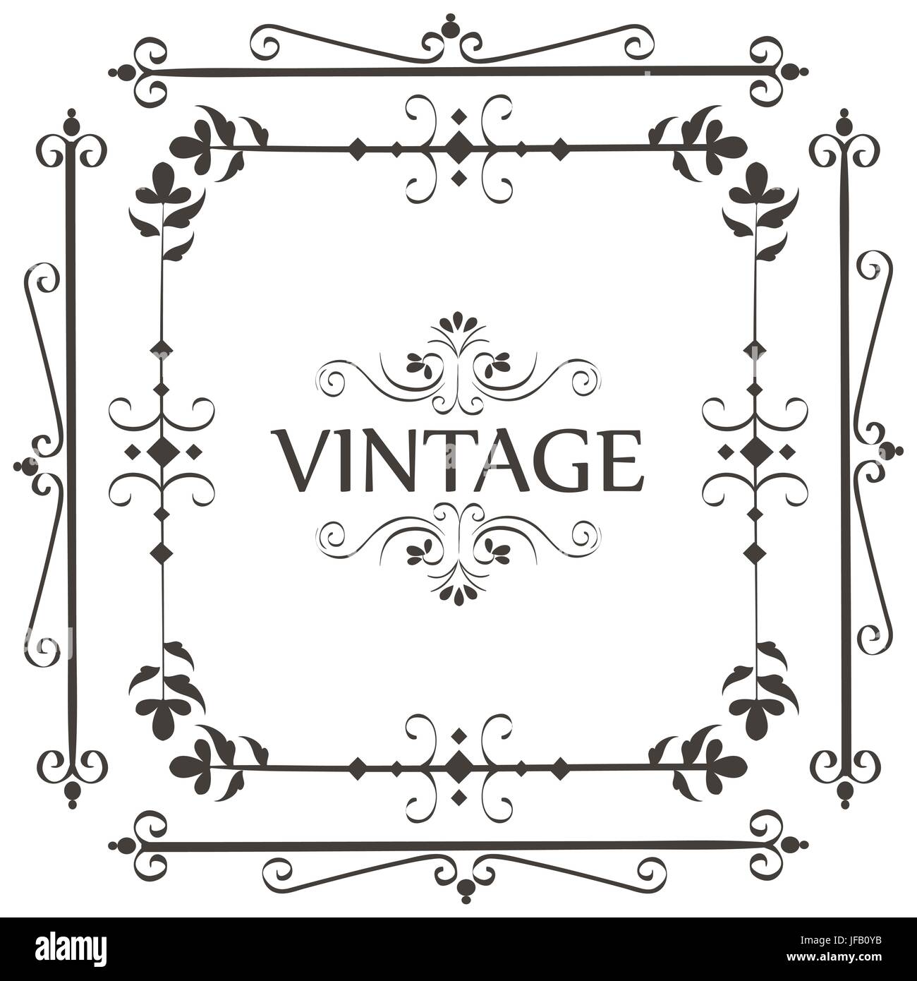 Vintage sign with beautiful ornamental borders and frame over white