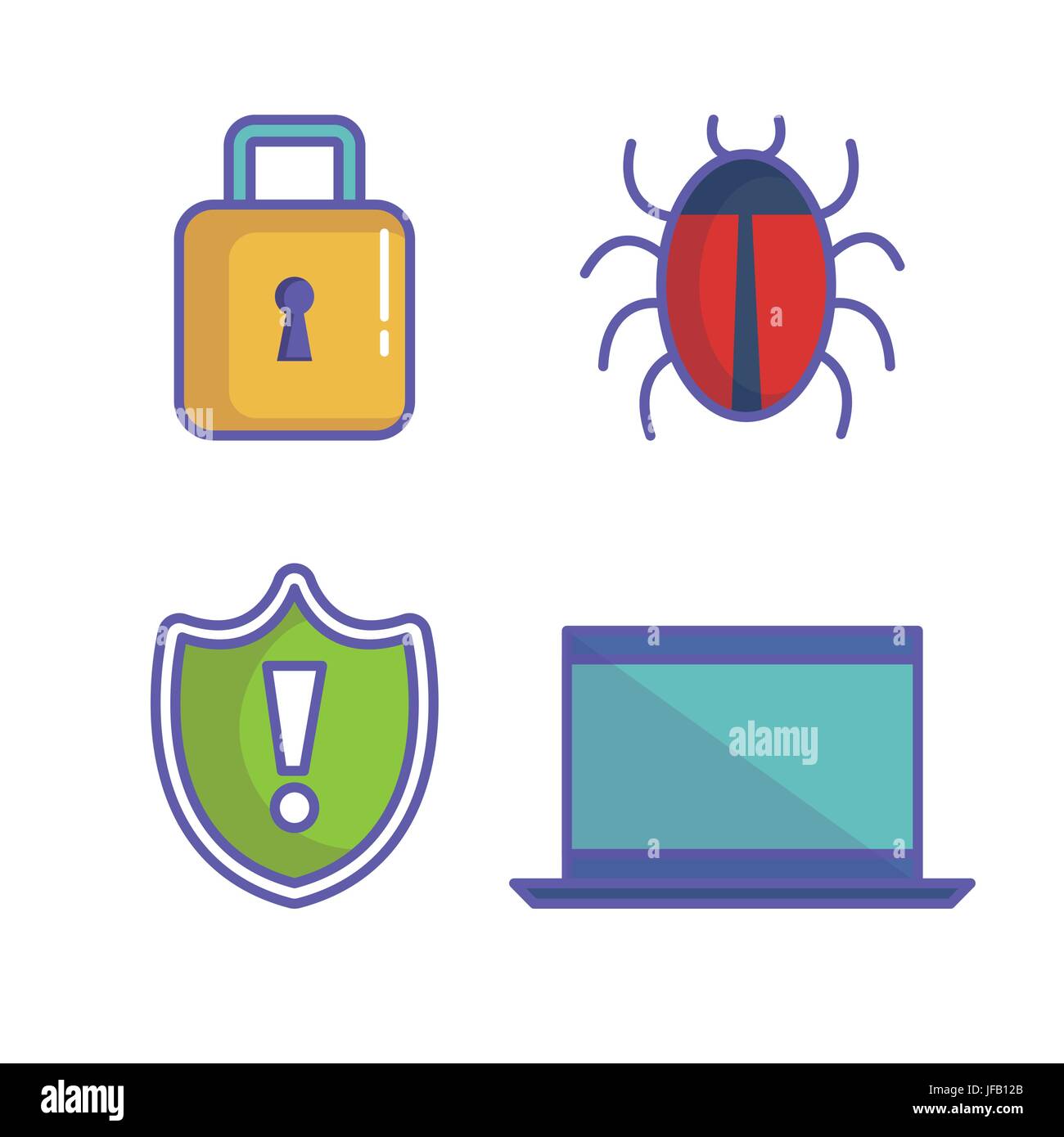 Cyber security related icons over white background vector illustration ...