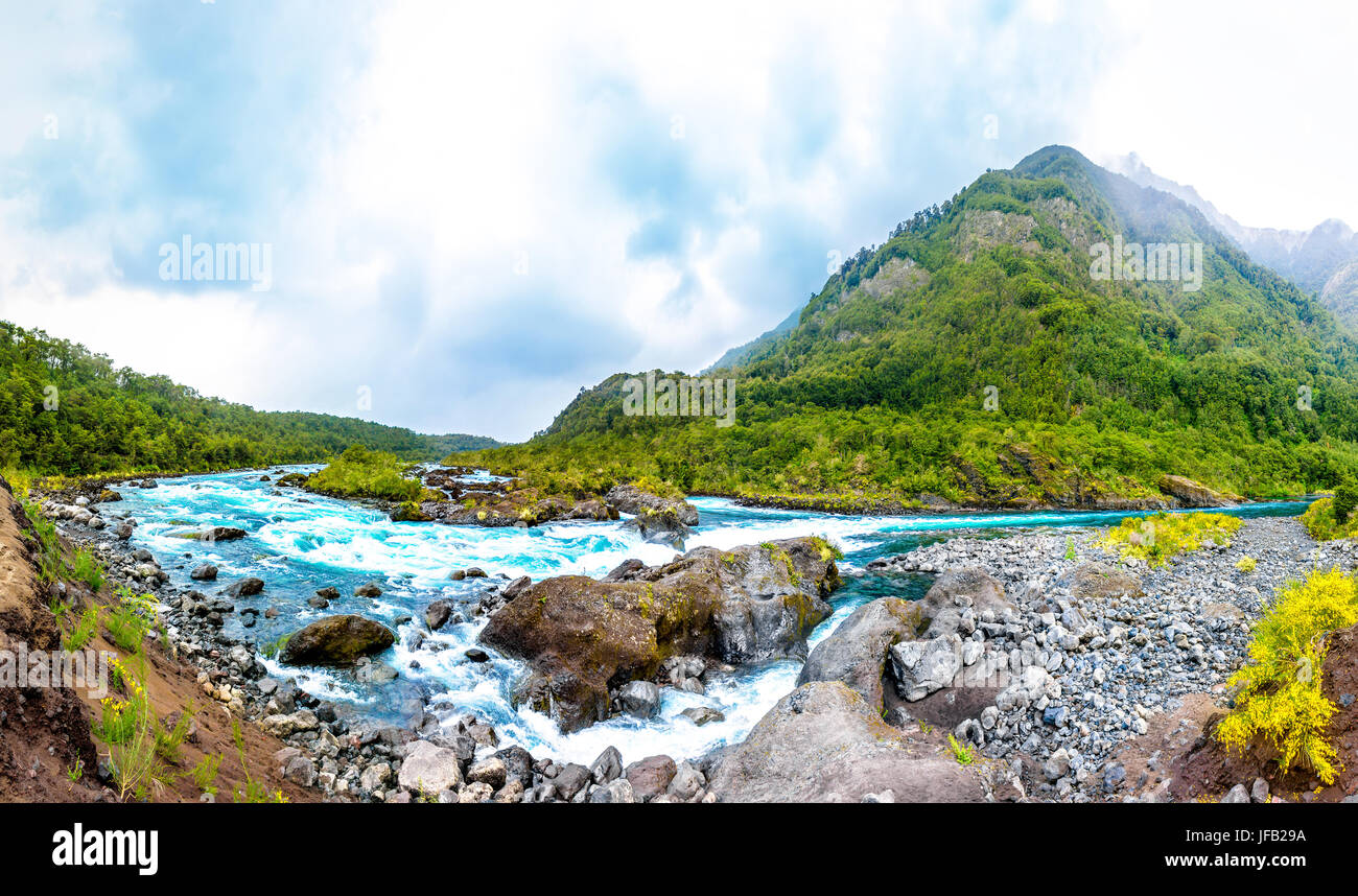 Landscape with mountain river near Puerto Varas, Chile Stock Photo - Alamy