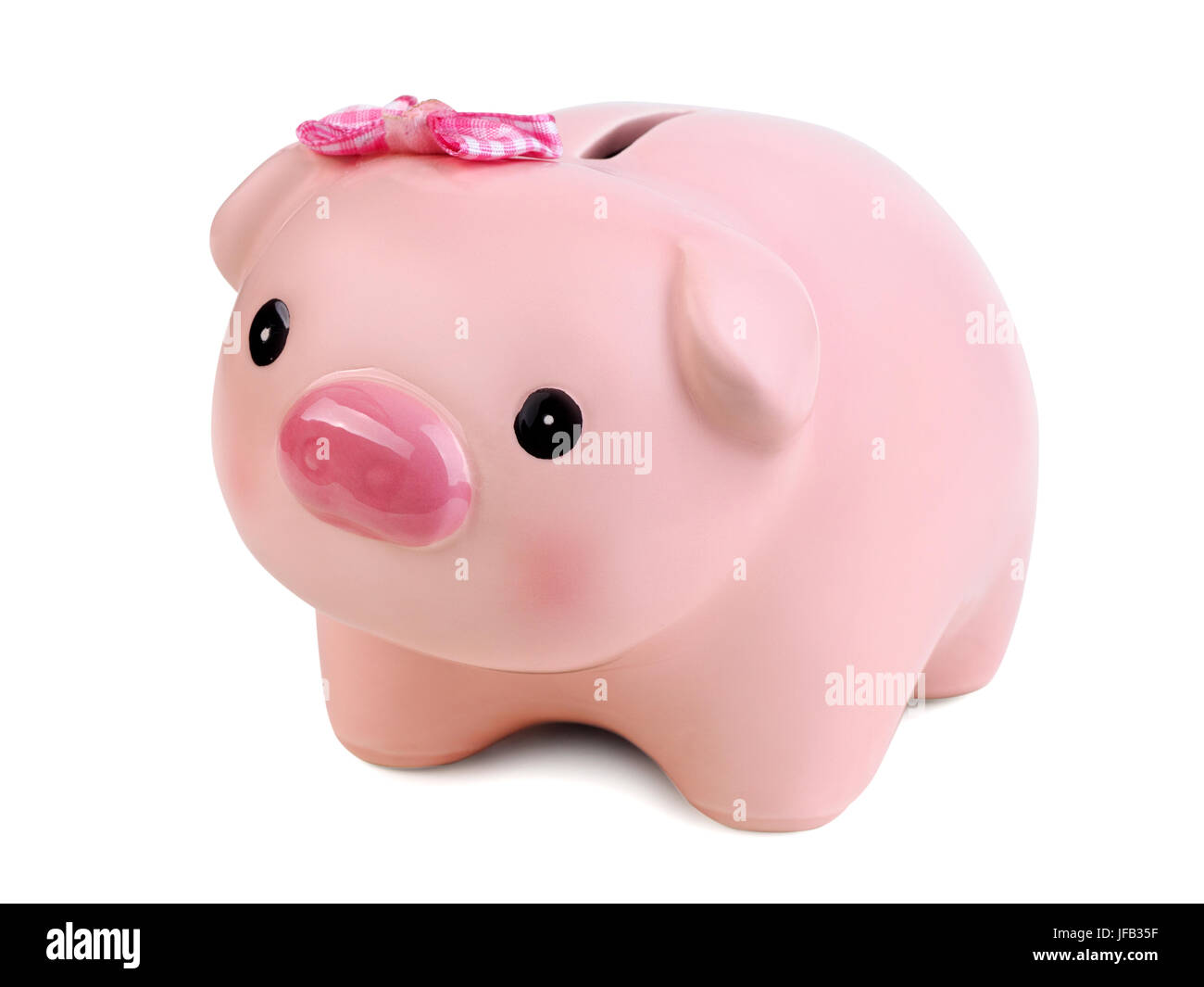 Piggy bank isolated over white background. Money saving, home bookkeeping, shopping and income concept Stock Photo