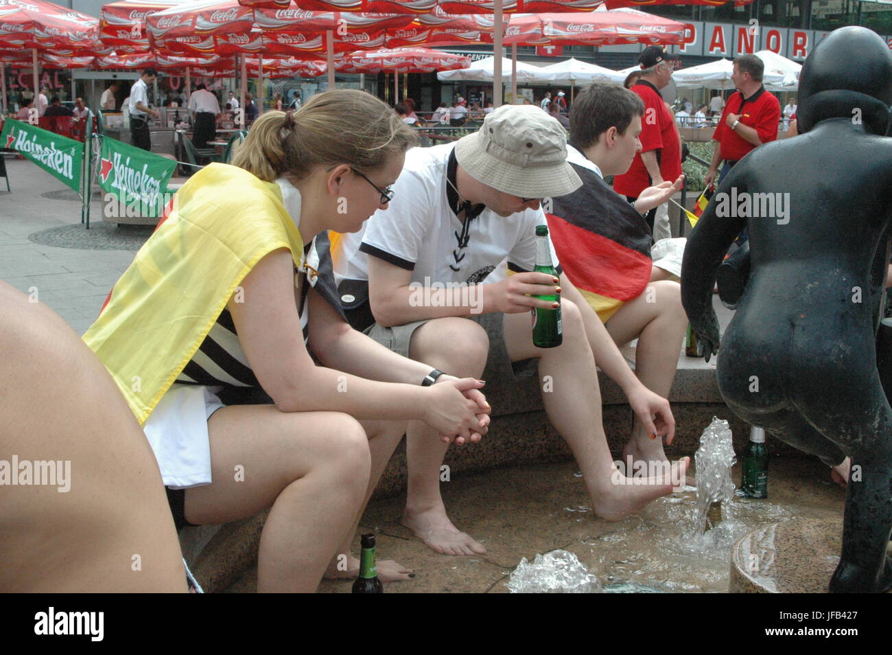German and Ecuadorian soccer fans at the 2006 World Cup at ...
