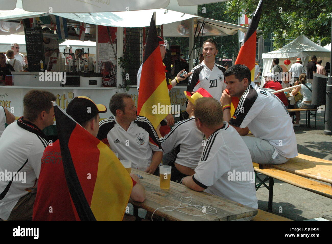 German and Ecuadorian soccer fans at the 2006 World Cup at ...