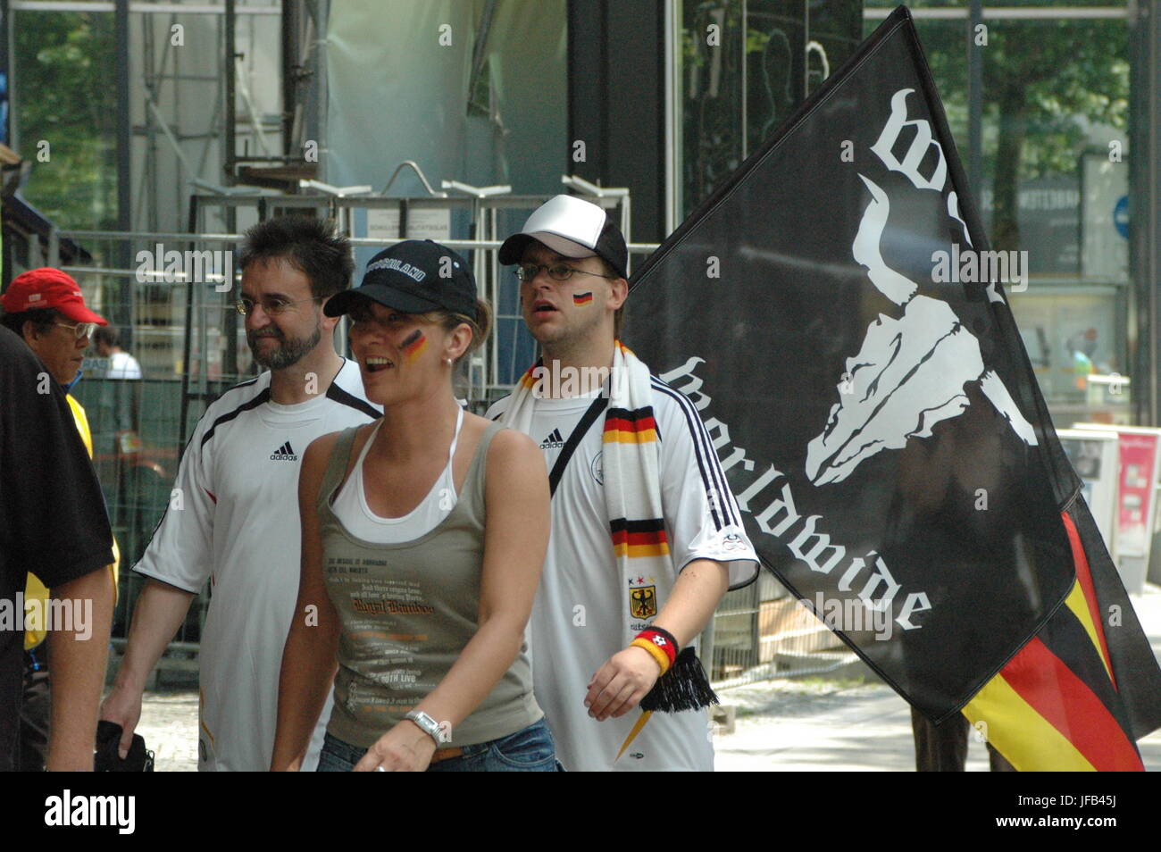 German and Ecuadorian soccer fans at the 2006 World Cup at ...