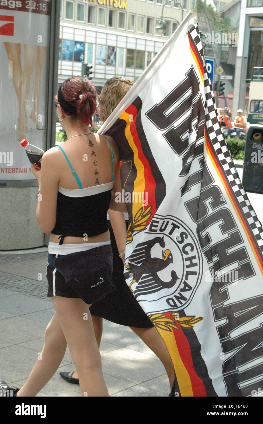 German and Ecuadorian soccer fans at the 2006 World Cup at ...