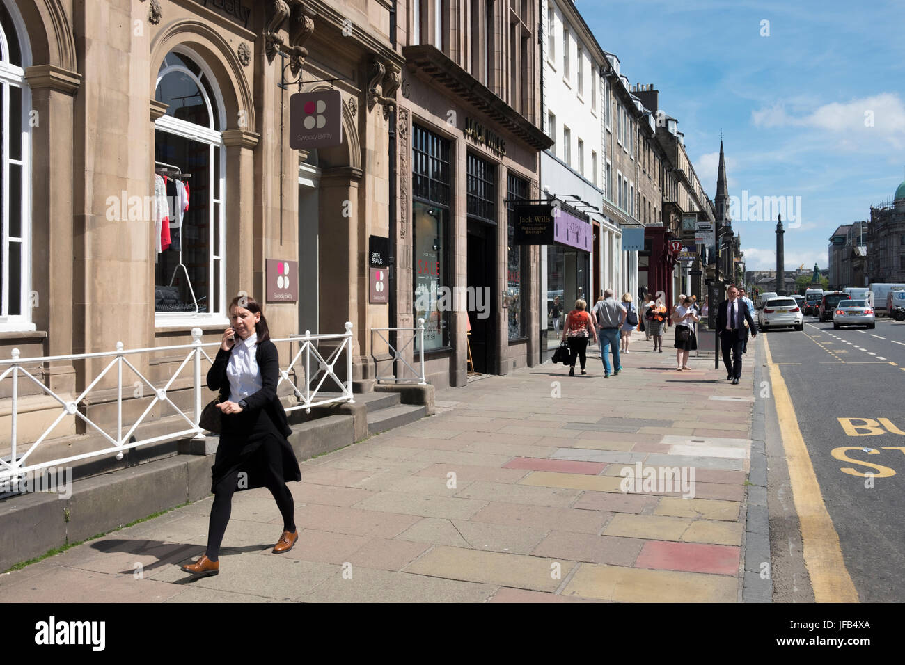 Shops and shoppers in Street, in Edinburgh New Town