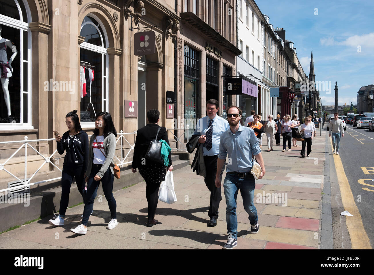 Shops and shoppers in Street, in Edinburgh New Town