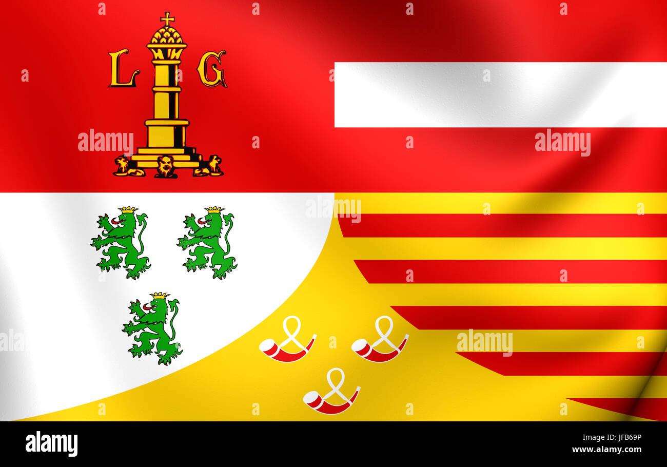3D Flag of Liege Province Stock Photo