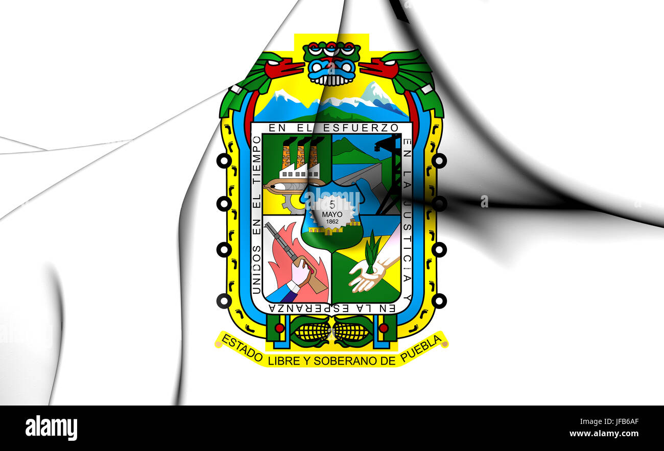 3D Flag of the Puebla State