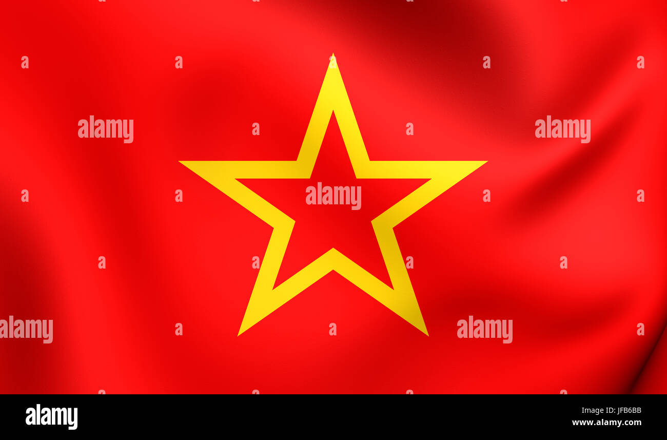 Red Army Flag. Close Up. Stock Photo