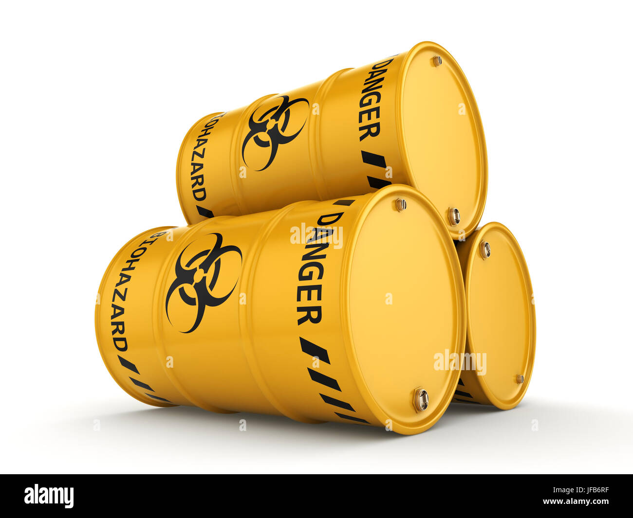 3D rendering biohazard barrels Stock Photo - Alamy
