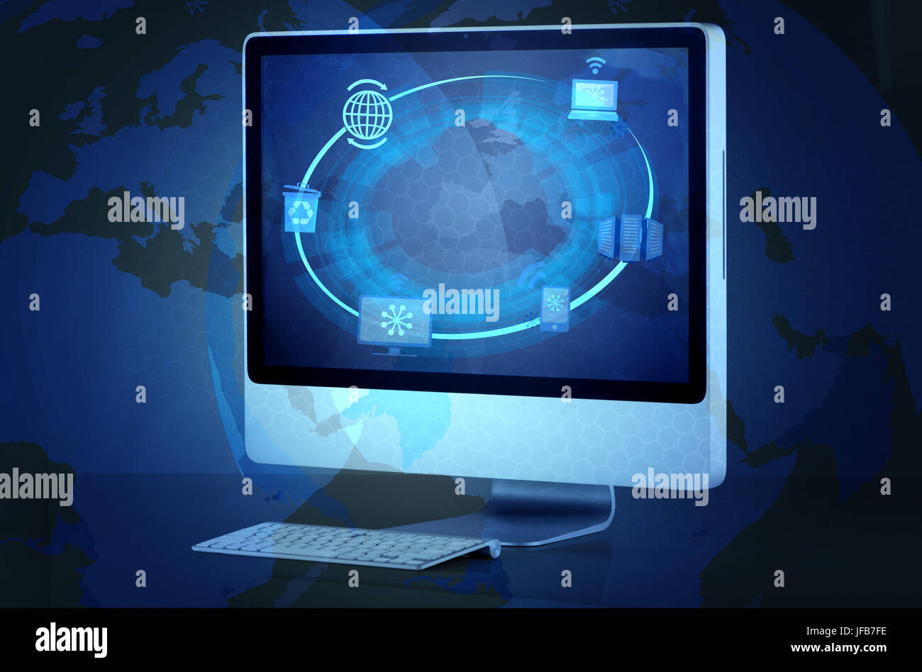 Computer screen in cloud computing concept Stock Photo Alamy