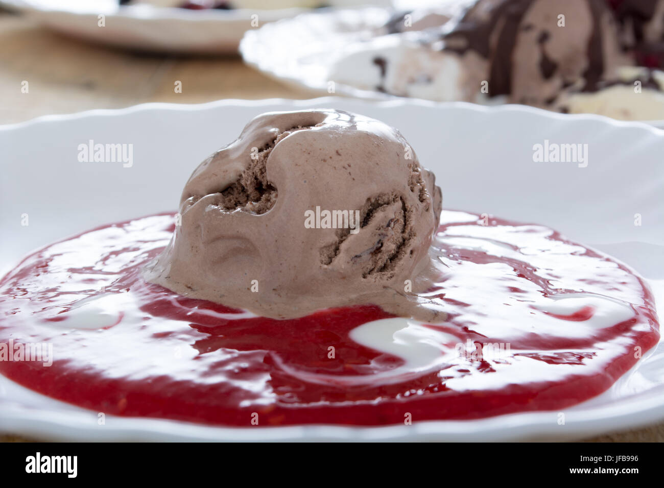 chocolate ice cream on the table Stock Photo