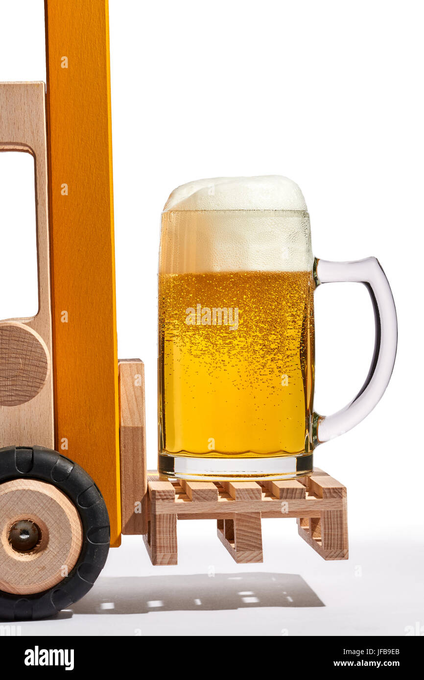 Pallet carrier with beer glass Stock Photo