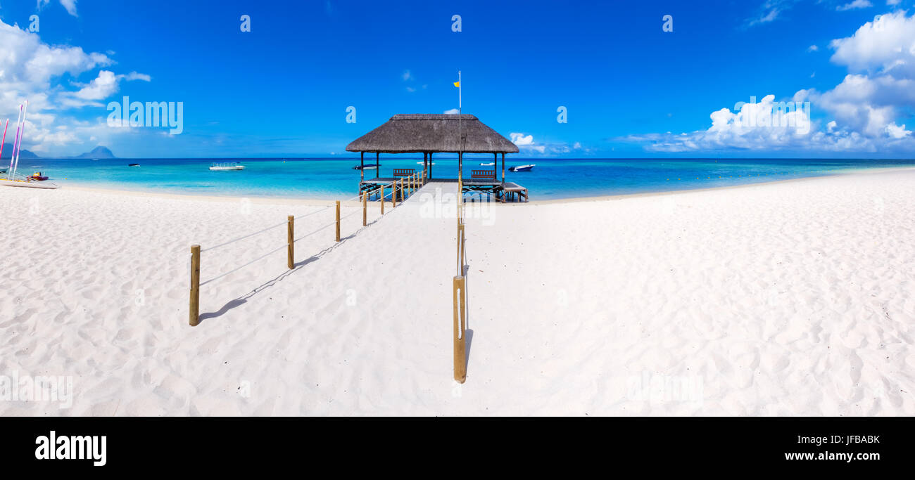 Sandy tropical beach. Panorama Stock Photo