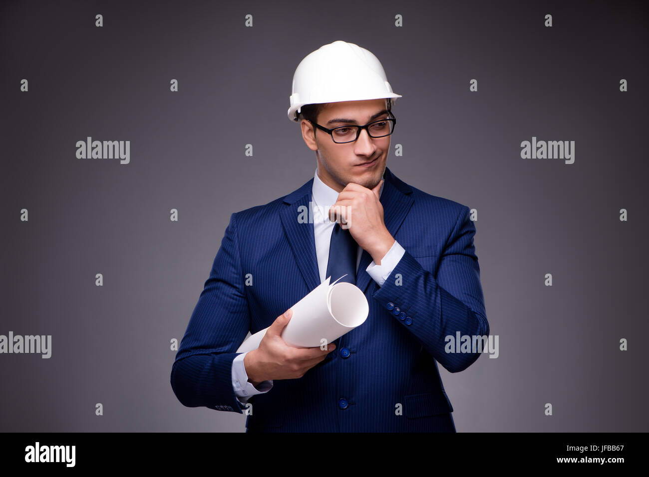 Young architect in industrial concept Stock Photo Alamy