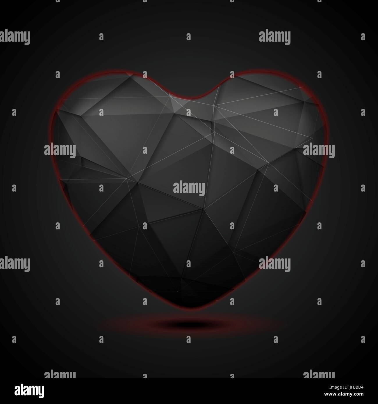 Black polygonal heart background Stock Photo