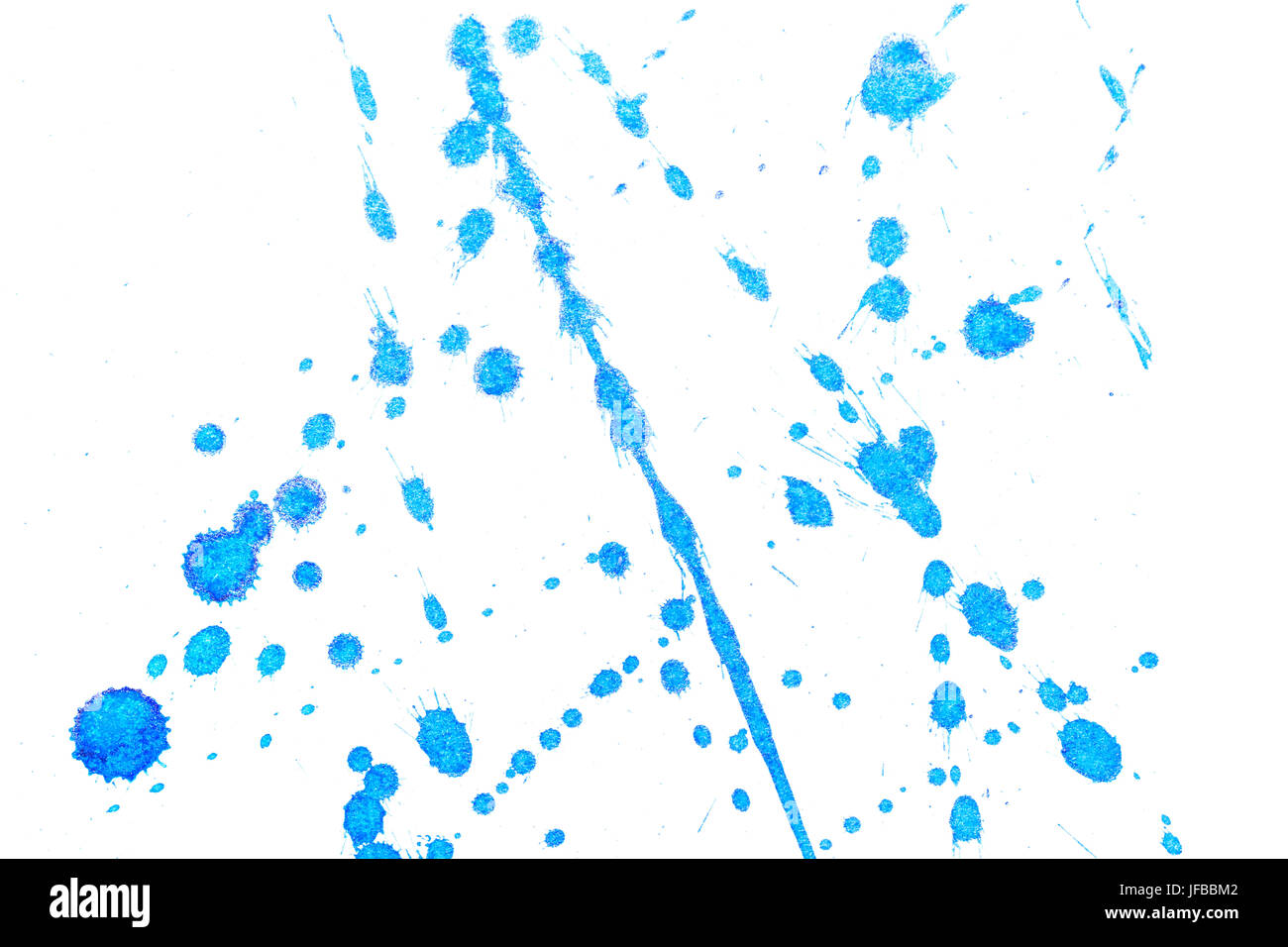 Abstract blue ink splash. Ink blots. Elements of design. Water-soluble mascara on a white sheet of paper. Abstract contemporary art. Stock Photo