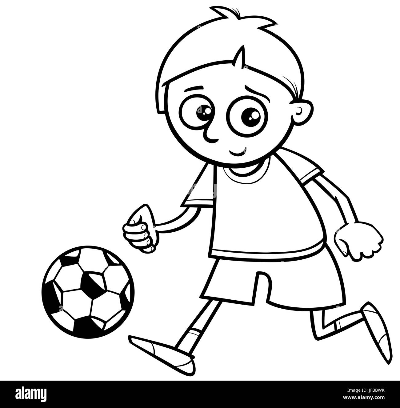 boy playing ball for coloring Stock Photo