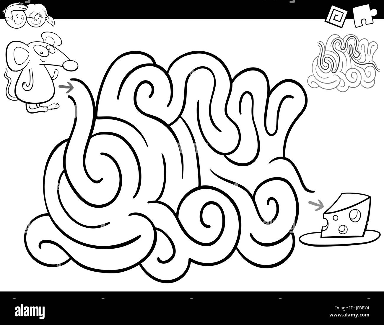 maze game coloring book Stock Photo