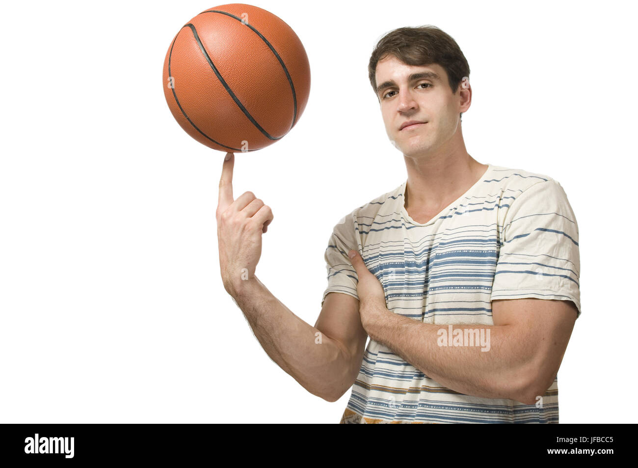 man balance the basketball Stock Photo