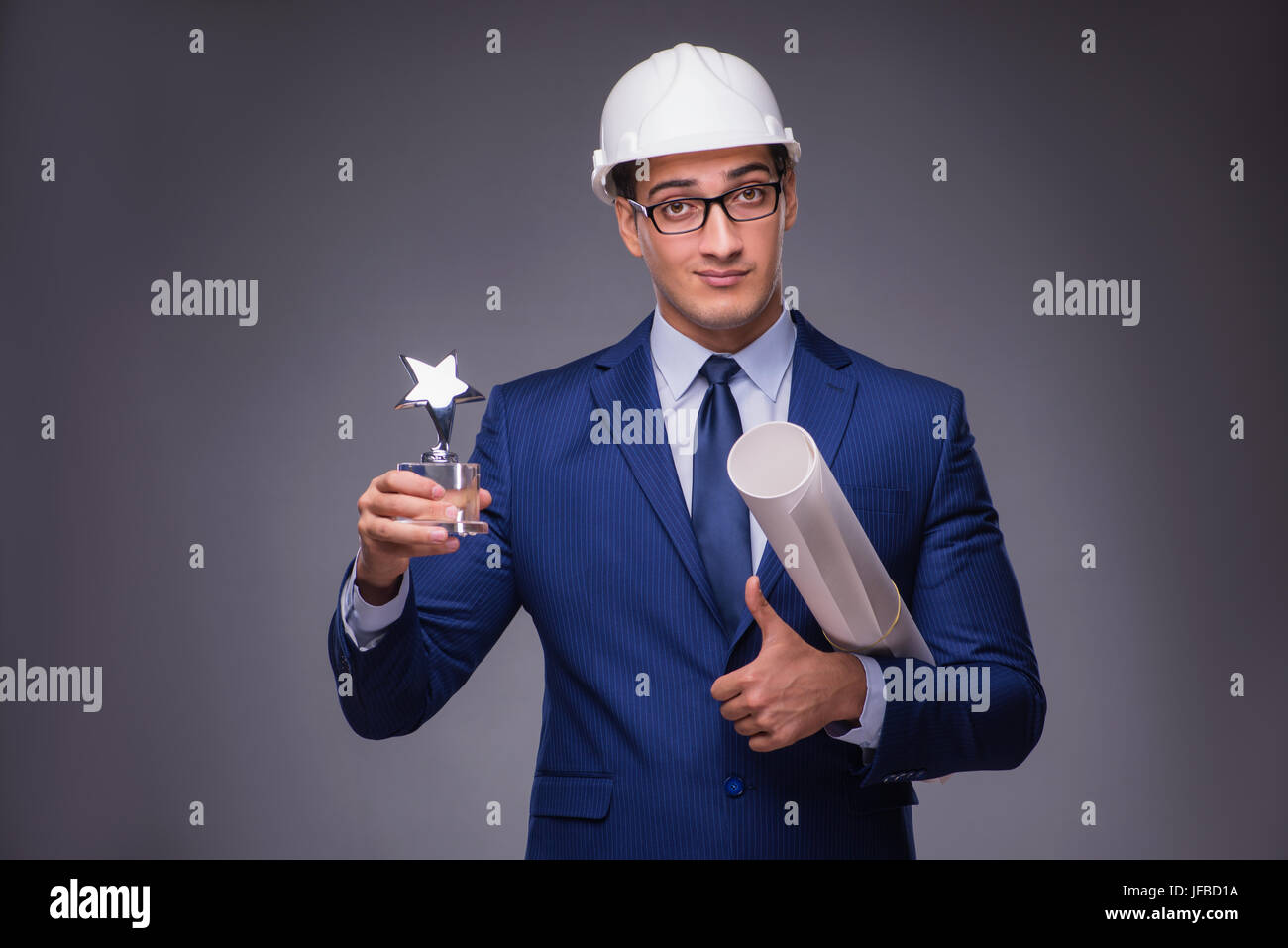 Young architect in industrial concept Stock Photo Alamy