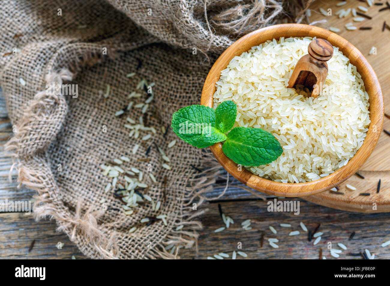 Long grain white rice. Stock Photo