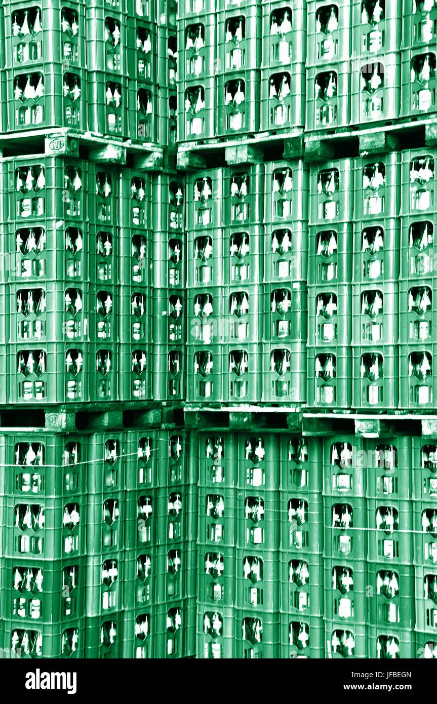 Lemonade crates stacked green dark Stock Photo