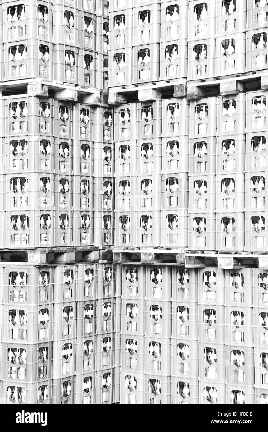Lemonade crates stacked gray Stock Photo