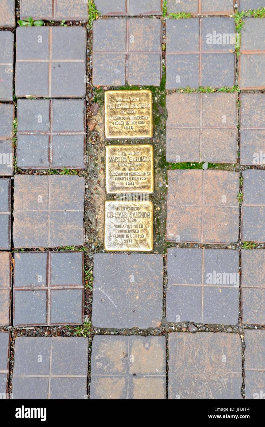 Stumbling blocks in Gera Thuringia Germany Stock Photo