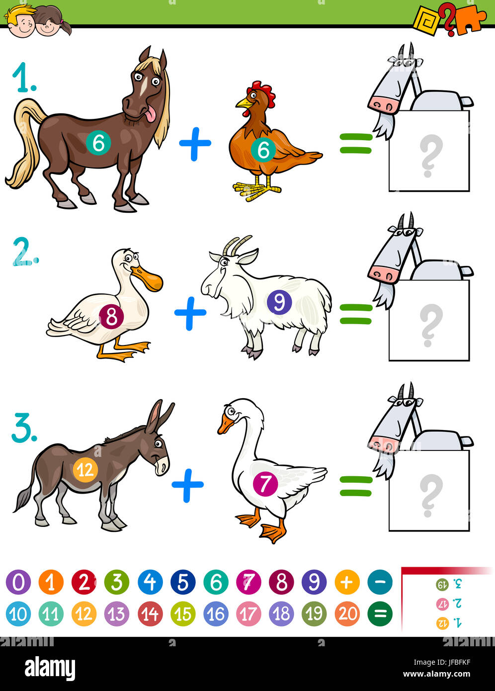 addition maths task for kids Stock Photo - Alamy