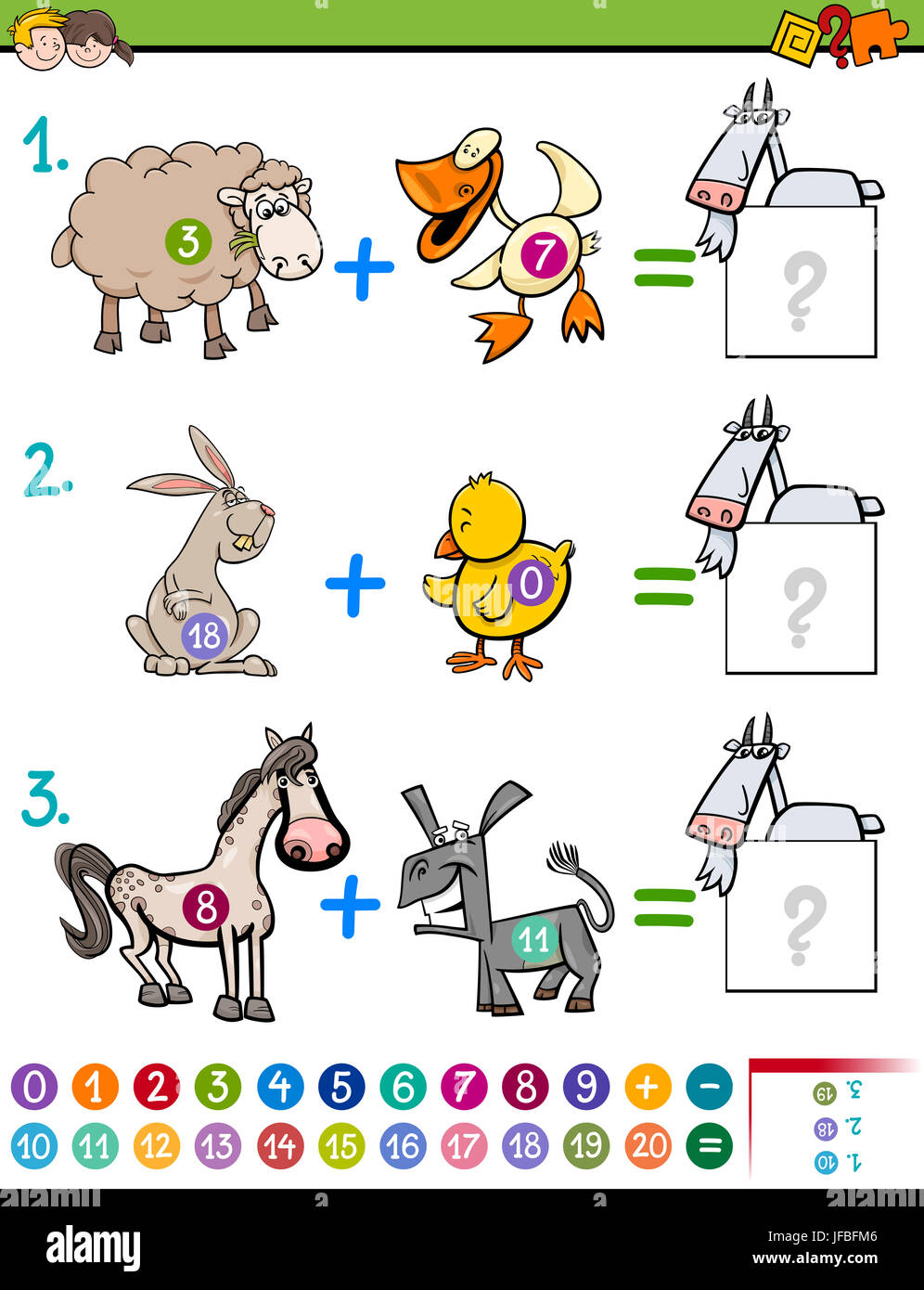 addition educational task for kids Stock Photo - Alamy