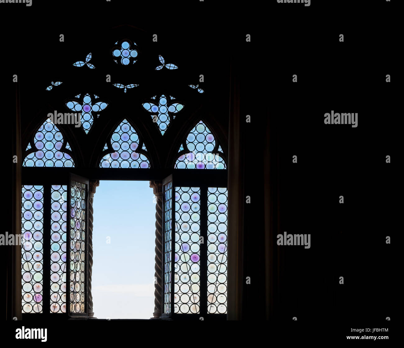 Medieval window silhouette Stock Photo