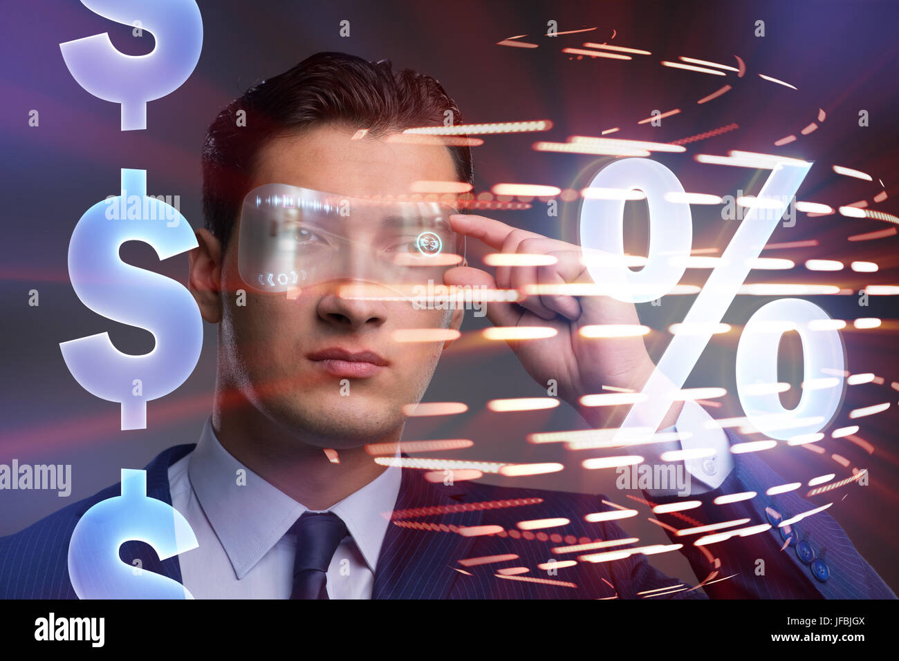 Businessman in high interest rate concept Stock Photo - Alamy
