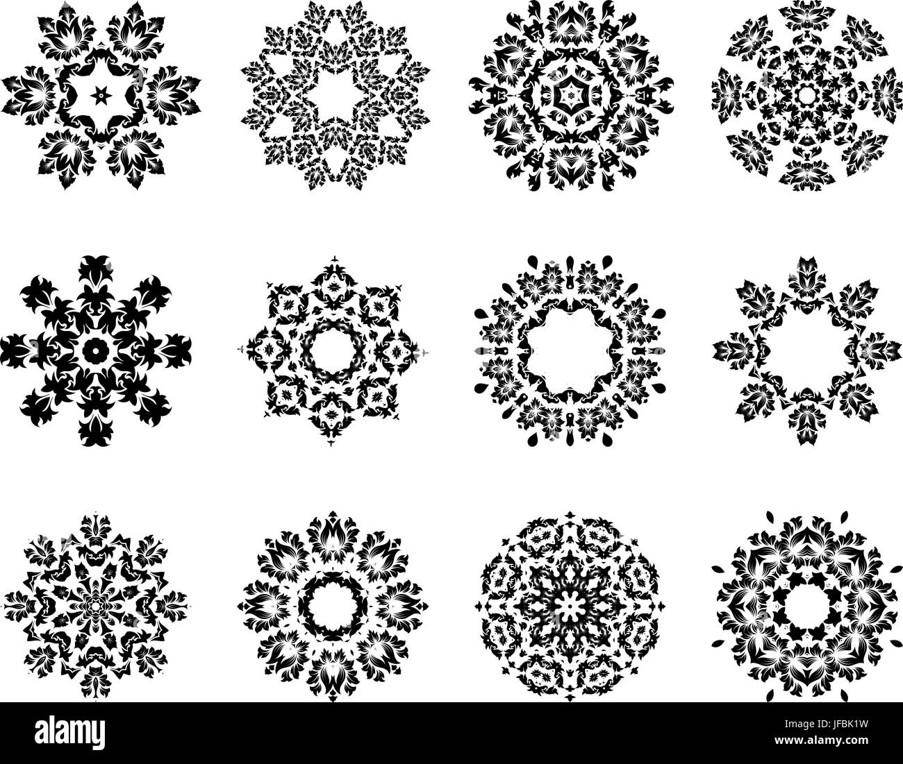 12 Snowflakes Stock Vector