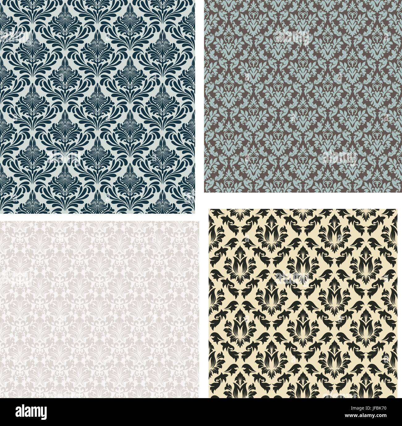 4 Damask Seamless Patterns Stock Vector Image & Art - Alamy