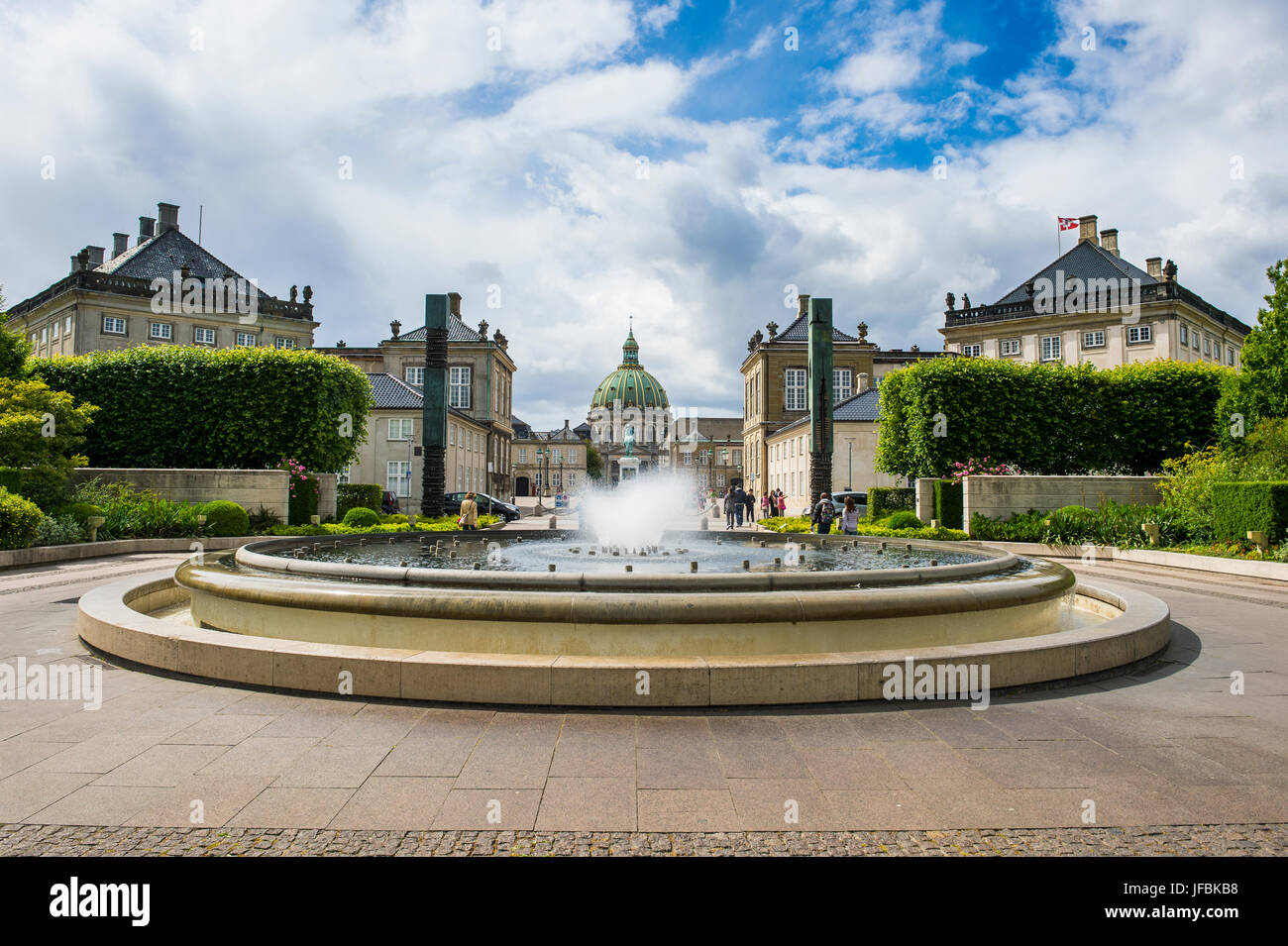 The fountain in Amaliehaven before Amalienborg, winter home of the Danish royal family, Copenhagen, Denmark Stock Photo