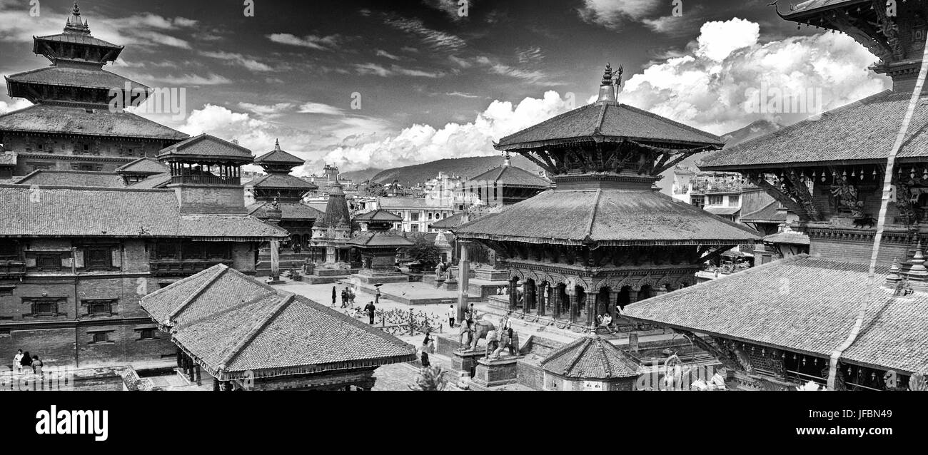 Overview of the stupas in Durbar Square. Stock Photo