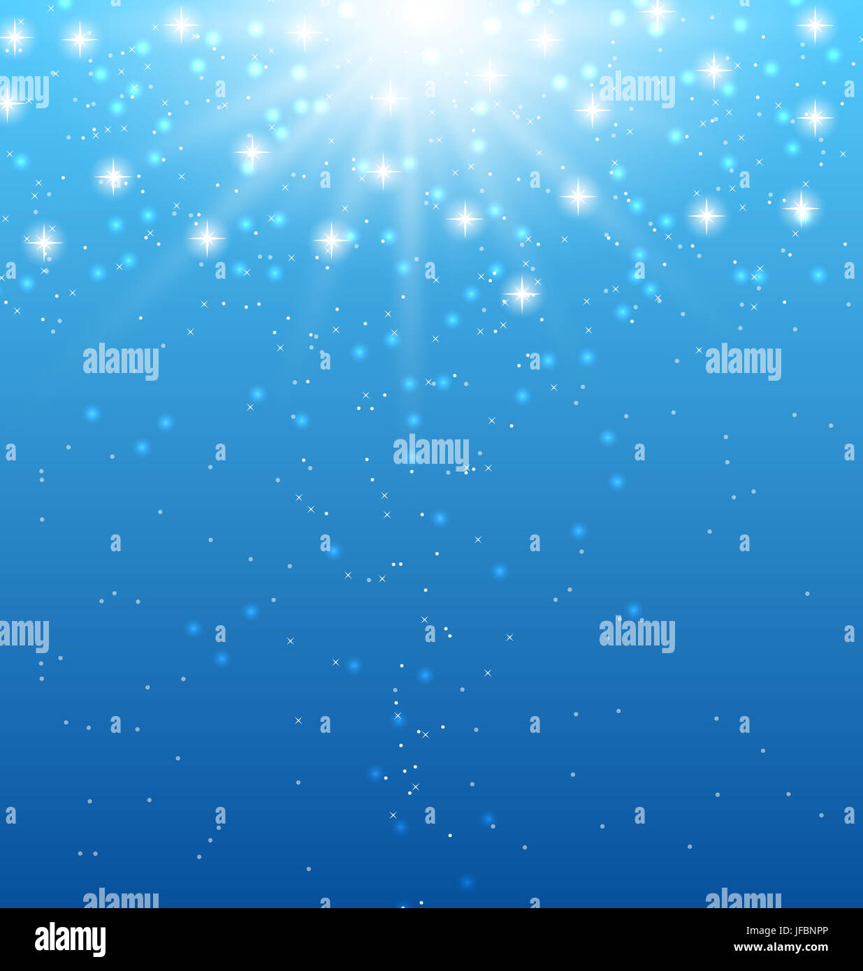 Illustration abstract blue background with sunbeams and shiny stars ...