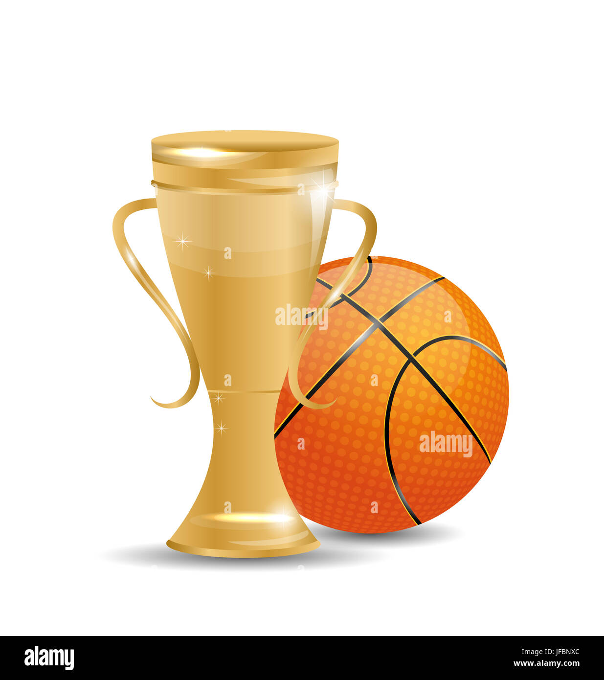 Illustration Golden Trophy with Basketball Ball. Objects Isolated on ...