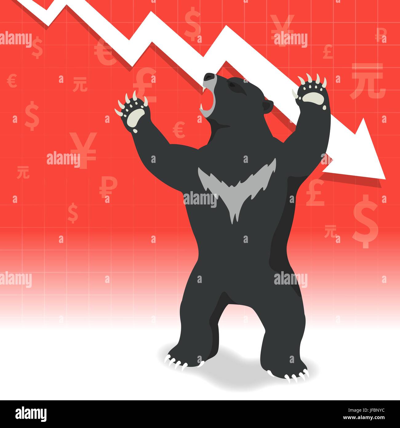 Bear market presents downtrend stock market concept with graph in
