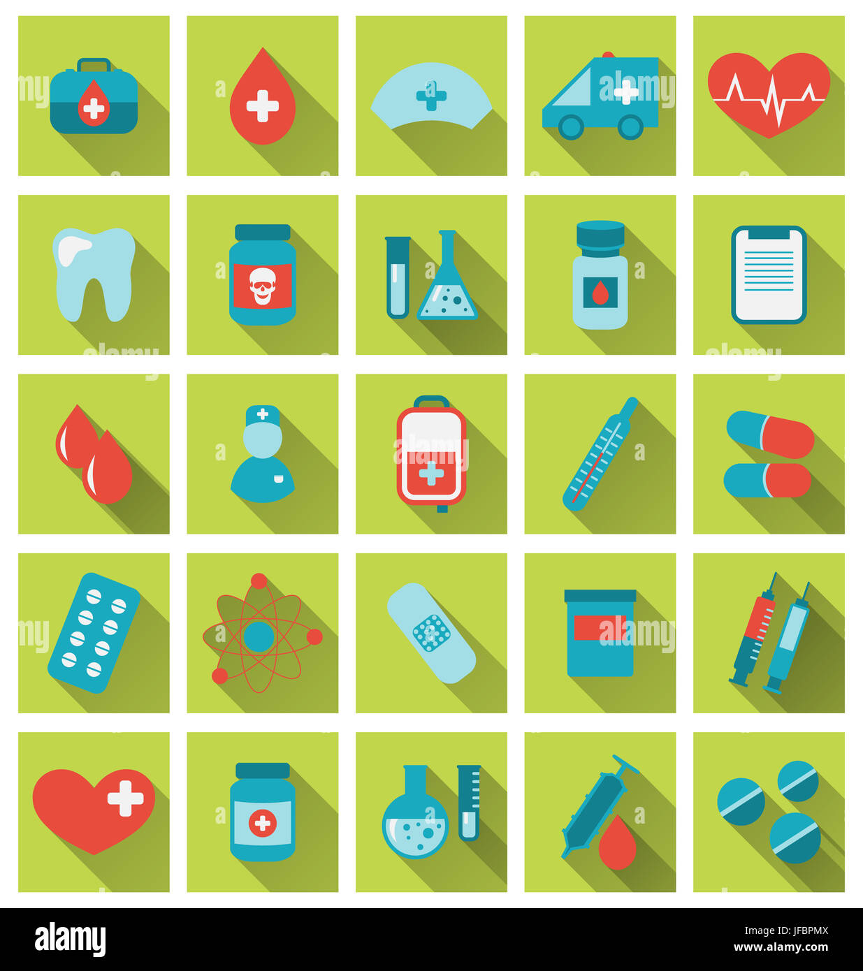 Illustration collection trendy flat medical icons with long shadow ...